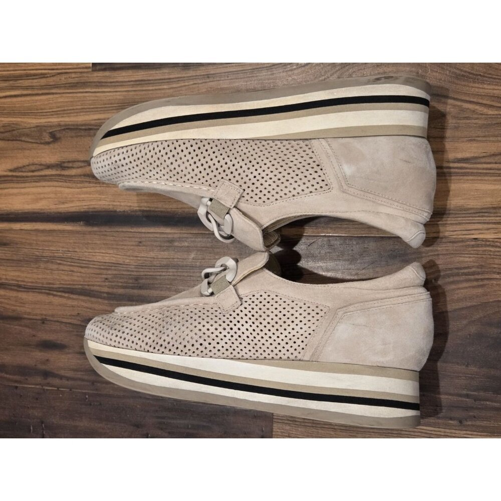 Softwaves Cassie EU 40 Suede Platform Loafers Beige Perforated Chain - Picture 8 of 14
